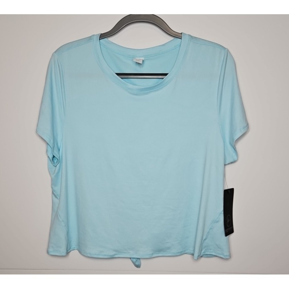 90‎ Degree Womens Light Blue Cropped Short Sleeve T Shirt Size XXL NWT